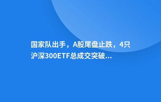国家队出手，A股尾盘止跌，4只沪深300ETF总成交突破505亿