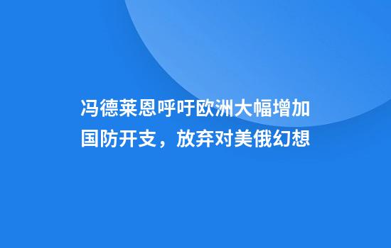 冯德莱恩呼吁欧洲大幅增加国防开支，放弃对美俄幻想