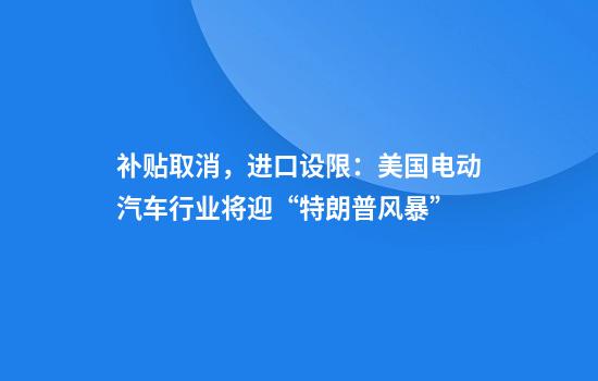 补贴取消，进口设限：美国电动汽车行业将迎“特朗普风暴”