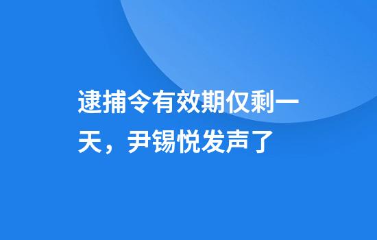 逮捕令有效期仅剩一天，尹锡悦发声了