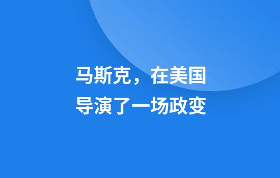 马斯克，在美国导演了一场政变