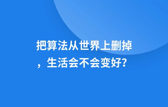 把算法从世界上删掉，生活会不会变好？