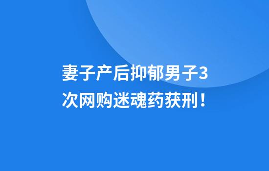 妻子产后抑郁男子3次网购迷魂药获刑！