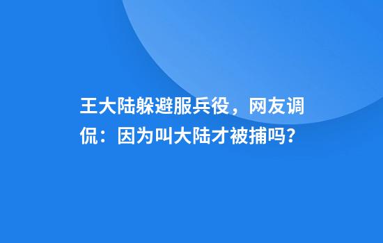 王大陆躲避服兵役，网友调侃：因为叫大陆才被捕吗？