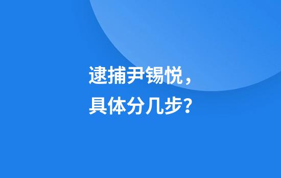 逮捕尹锡悦，具体分几步？