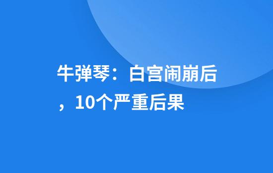 牛弹琴：白宫闹崩后，10个严重后果