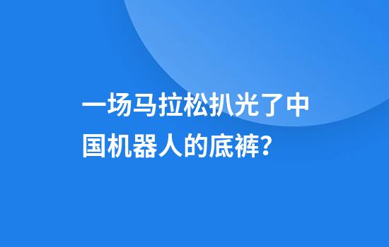 一场马拉松扒光了中国机器人的底裤？
