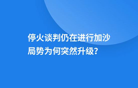 停火谈判仍在进行加沙局势为何突然升级？