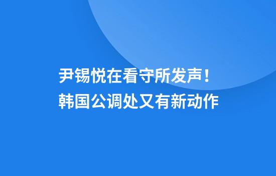 尹锡悦在看守所发声！韩国公调处又有新动作