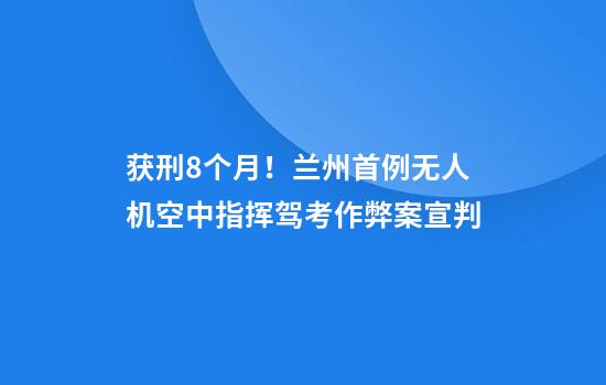 获刑8个月！兰州首例无人机空中指挥驾考作弊案宣判