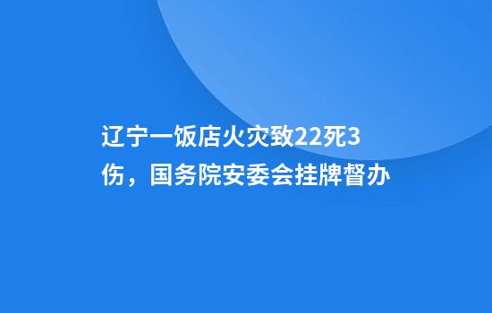辽宁一饭店火灾致22死3伤，国务院安委会挂牌督办