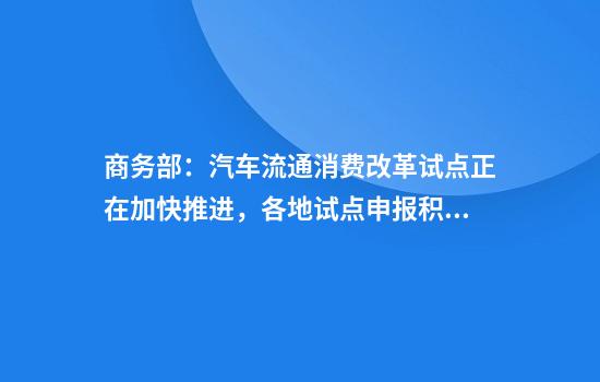 商务部：汽车流通消费改革试点正在加快推进，各地试点申报积极性很高