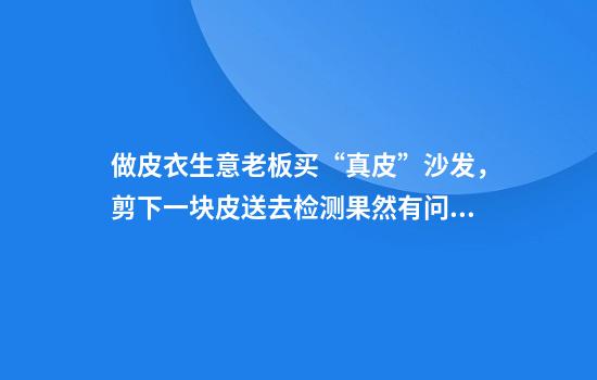 做皮衣生意老板买“真皮”沙发，剪下一块皮送去检测果然有问题：我相信我的判断！