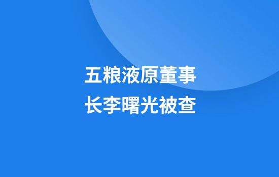 五粮液原董事长李曙光被查