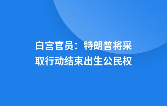 白宫官员：特朗普将采取行动结束出生公民权