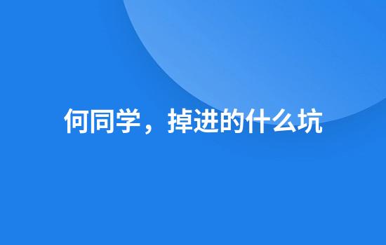 何同学，掉进的什么坑