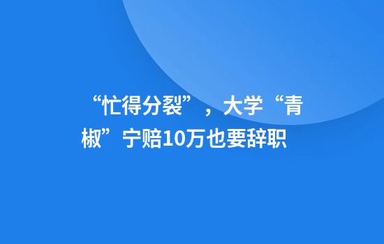 “忙得分裂”，大学“青椒”宁赔10万也要辞职