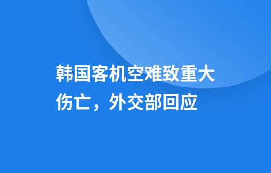 韩国客机空难致重大伤亡，外交部回应