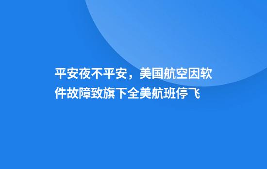 平安夜不平安，美国航空因软件故障致旗下全美航班停飞