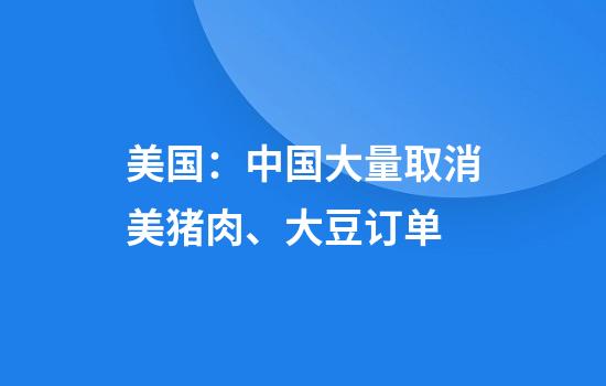 美国：中国大量取消美猪肉、大豆订单