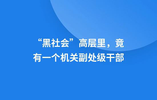 “黑社会”高层里，竟有一个机关副处级干部