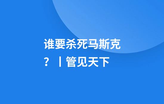 谁要杀死马斯克？丨管见天下