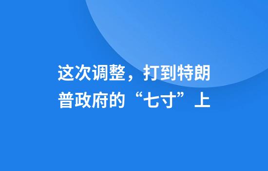 这次调整，打到特朗普政府的“七寸”上