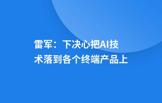 雷军：下决心把AI技术落到各个终端产品上