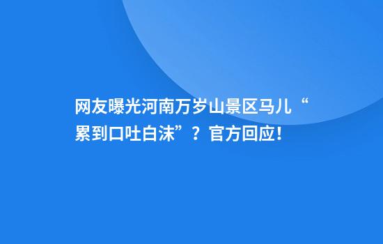 网友曝光河南万岁山景区马儿“累到口吐白沫”？官方回应！