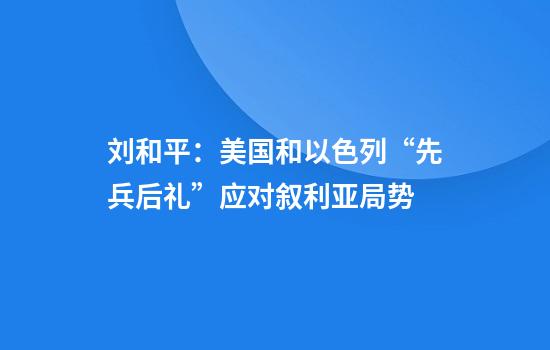 刘和平：美国和以色列“先兵后礼”应对叙利亚局势