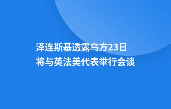 泽连斯基透露乌方23日将与英法美代表举行会谈