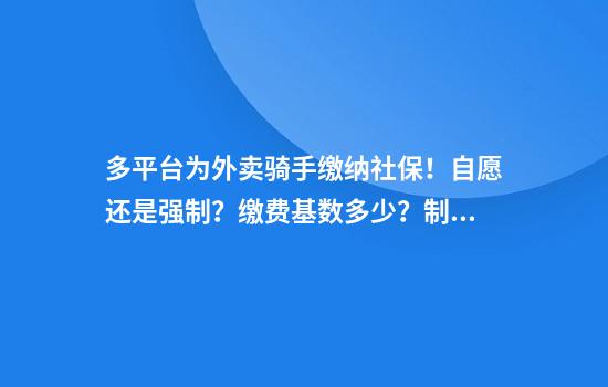 多平台为外卖骑手缴纳社保！自愿还是强制？缴费基数多少？制度能否更灵活？