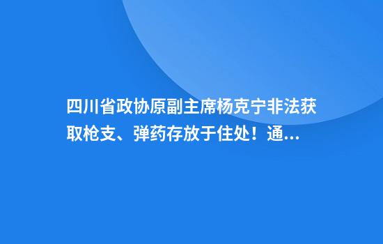 四川省政协原副主席杨克宁非法获取枪支、弹药存放于住处！通报称他主动“躺平”