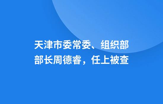 天津市委常委、组织部部长周德睿，任上被查