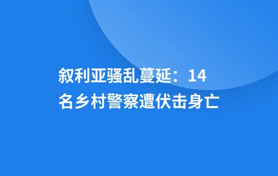 叙利亚骚乱蔓延：14名乡村警察遭伏击身亡