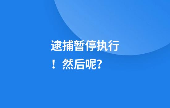 逮捕暂停执行！然后呢？