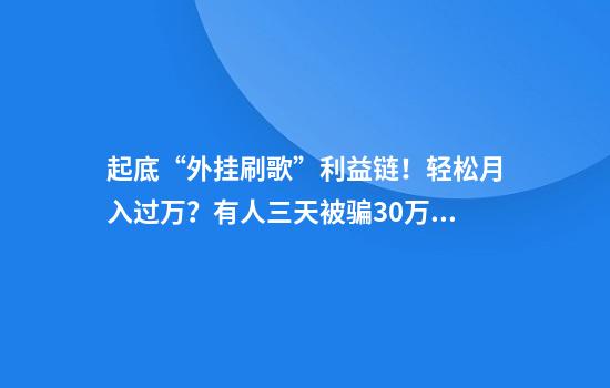 起底“外挂刷歌”利益链！轻松月入过万？有人三天被骗30万元