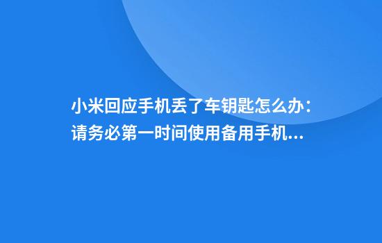 小米回应手机丢了车钥匙怎么办：请务必第一时间使用备用手机登录App