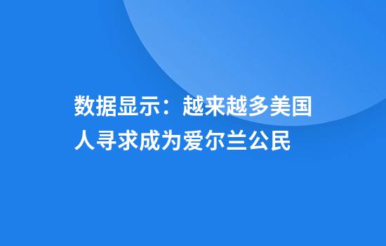 数据显示：越来越多美国人寻求成为爱尔兰公民