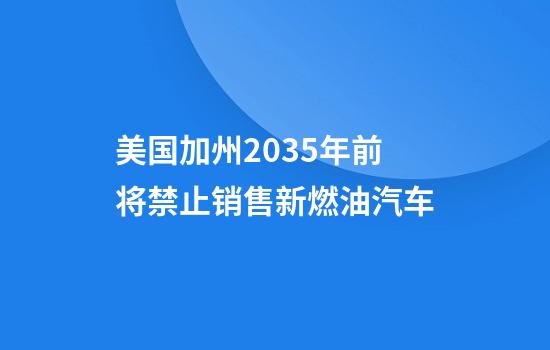 美国加州2035年前将禁止销售新燃油汽车
