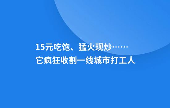 15元吃饱、猛火现炒……它疯狂收割一线城市打工人