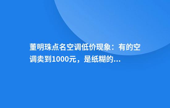 董明珠点名空调低价现象：有的空调卖到1000元，是纸糊的吗？