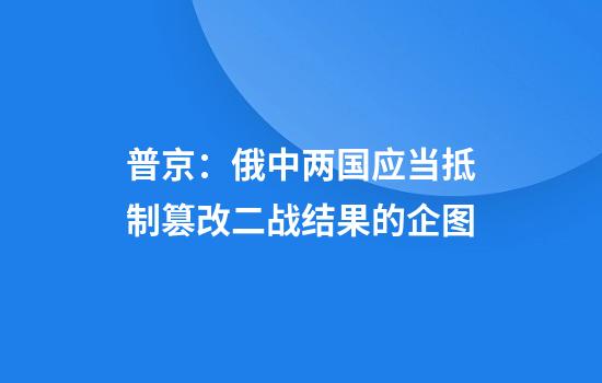 普京：俄中两国应当抵制篡改二战结果的企图