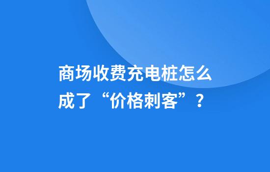 商场收费充电桩怎么成了“价格刺客”？
