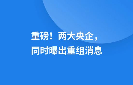 重磅！两大央企，同时曝出重组消息