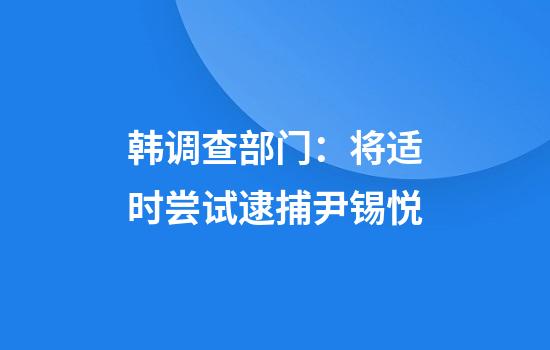韩调查部门：将适时尝试逮捕尹锡悦