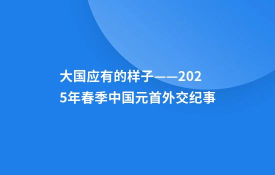 大国应有的样子——2025年春季中国元首外交纪事