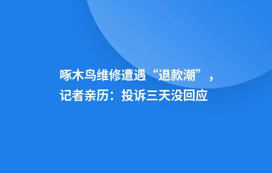 啄木鸟维修遭遇“退款潮”，记者亲历：投诉三天没回应