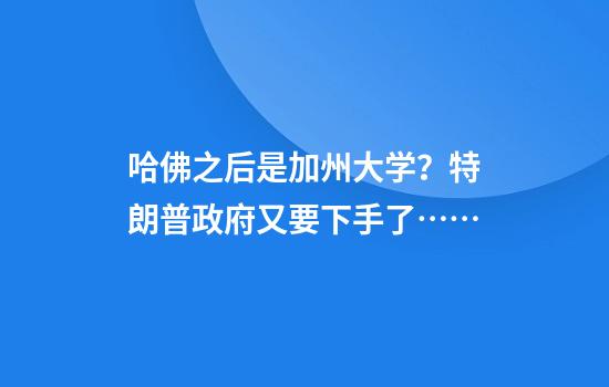哈佛之后是加州大学？特朗普政府又要下手了……