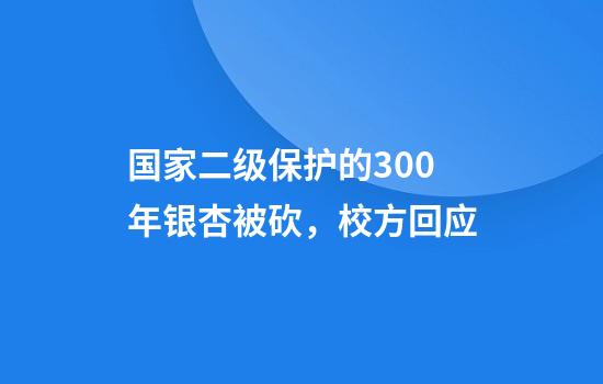 国家二级保护的300年银杏被砍，校方回应